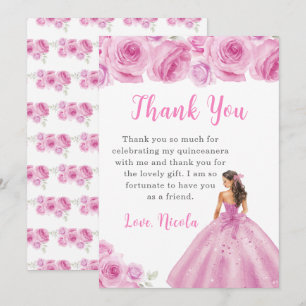 Princess in a Light Pink Quinceanera Thank You Card