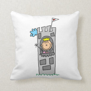 Princess in Castle Tower Throw Pillow