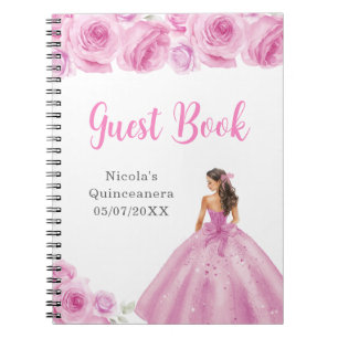 Princess in Light Pink Quinceanera Guest Book