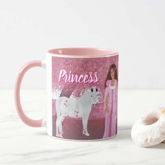 Princess in Pink Forest | Fairytale | Whimsical Mug (With Donut)