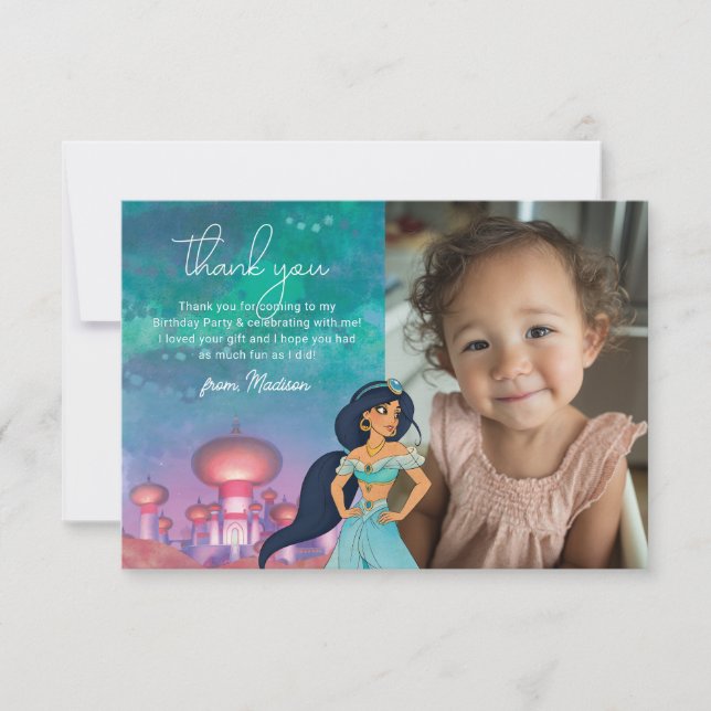 Princess Jasmine and Abu Enchanted Birthday Thank You Card (Front)