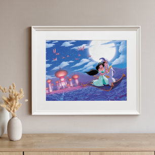 Princess Jasmine and Aladdin on Magic Carpet Poster