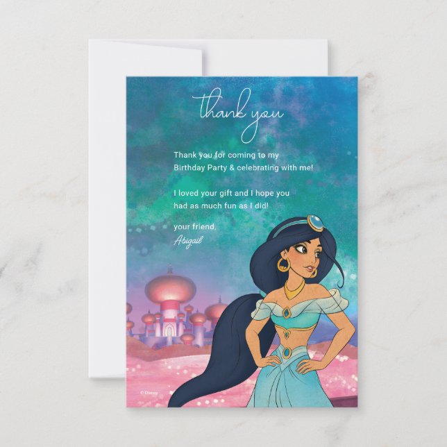 Princess Jasmine Enchanted Birthday Thank You Card (Front)