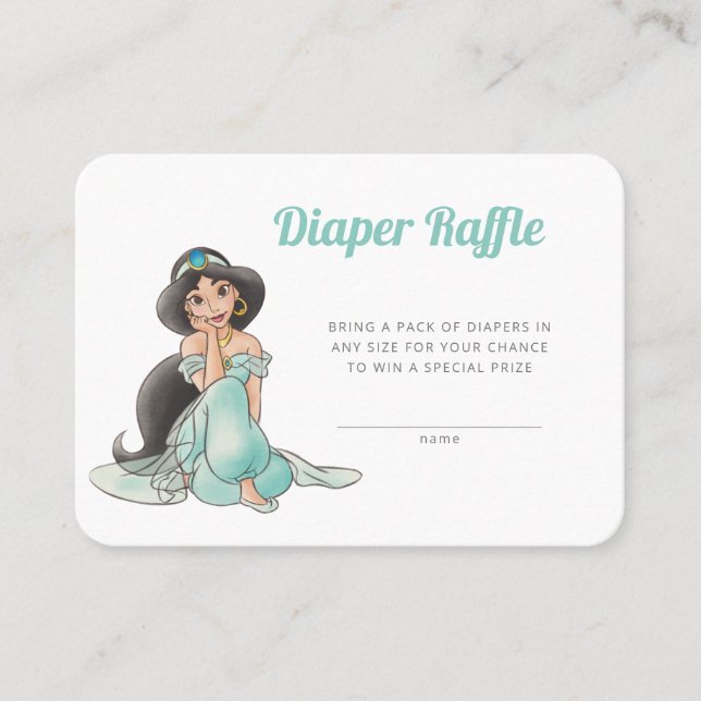 Princess Jasmine | Girl Baby Shower Diaper Raffle Place Card (Front)