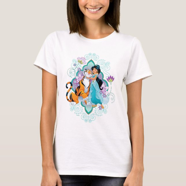 Princess Jasmine & Rajah Floral 2 T-Shirt (Front)
