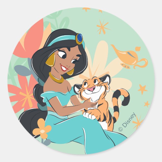 Princess Jasmine & Rajah - Magical Moments Classic Round Sticker (Front)