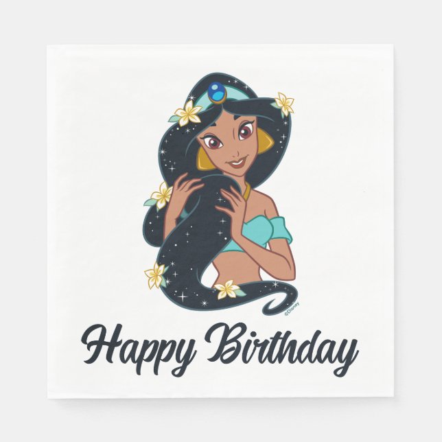 Princess Jasmine - Sparkling Hair & Blossoms Napkin (Front)