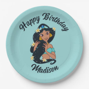 Princess Jasmine - Sparkling Hair & Blossoms Paper Plate
