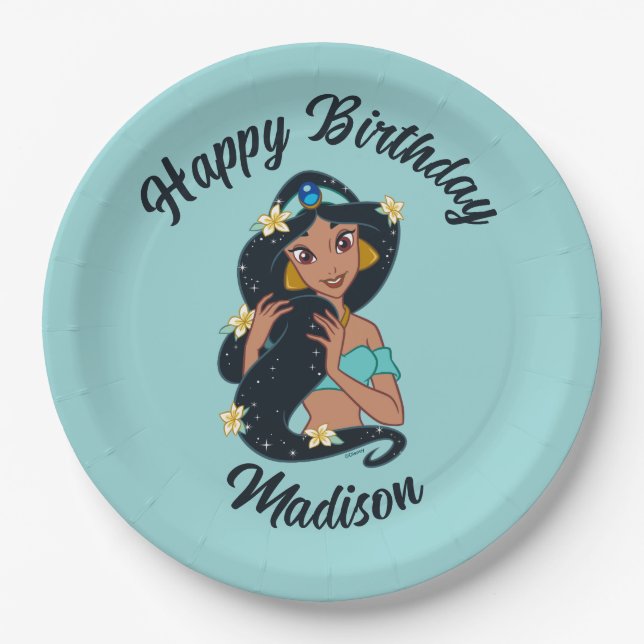 Princess Jasmine - Sparkling Hair & Blossoms Paper Plate (Front)