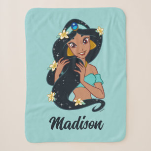 Princess Jasmine - Sparkling Hair & Blossoms Sherpa Blanket
