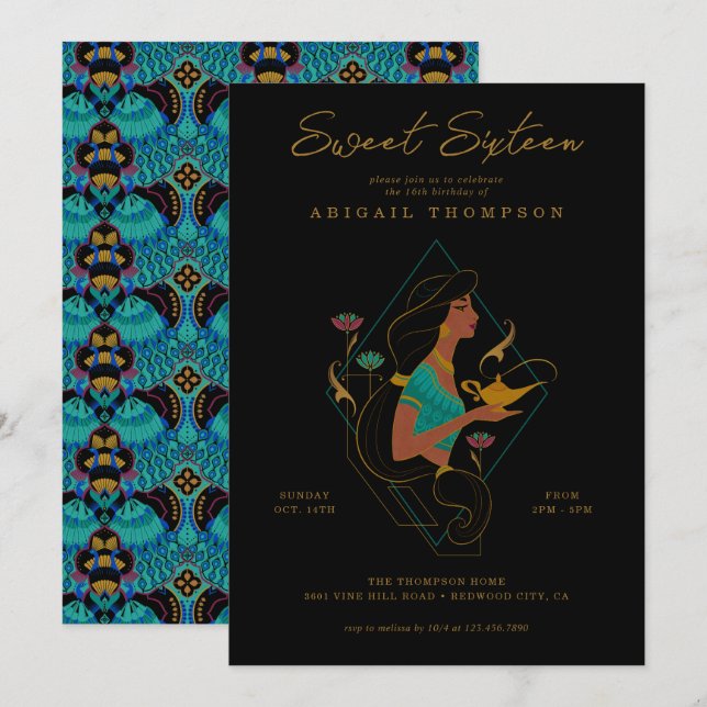 Princess Jasmine | Sweet 16 Birthday Invitation (Front/Back)