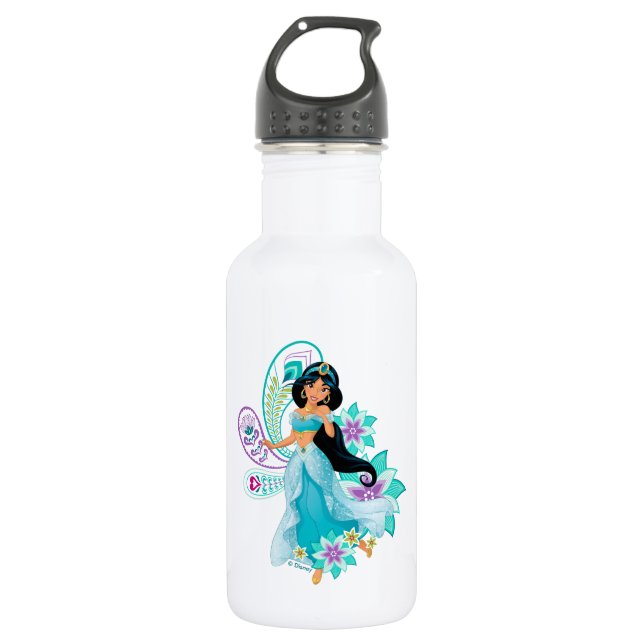 Princess Jasmine with Feathers & Flowers 532 Ml Water Bottle (Front)