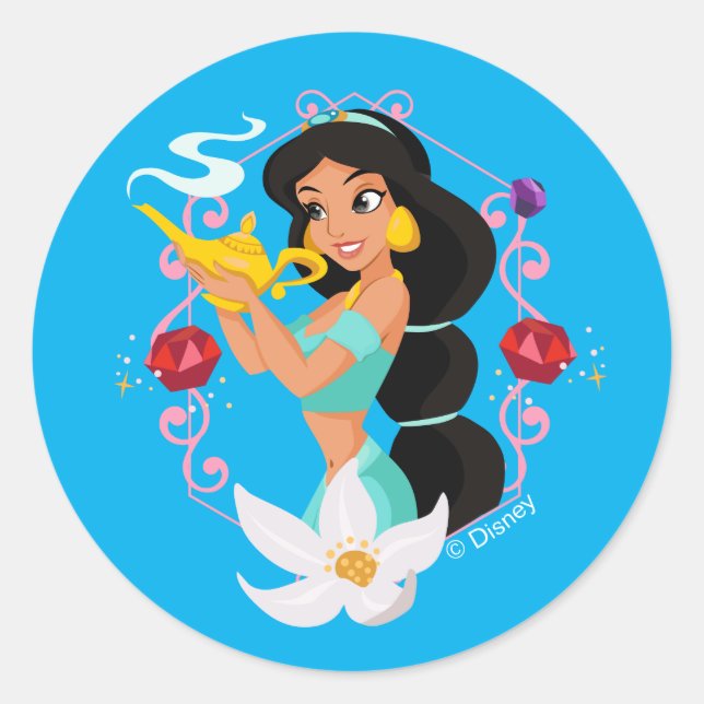 Princess Jasmine With Magic Lamp Classic Round Sticker (Front)
