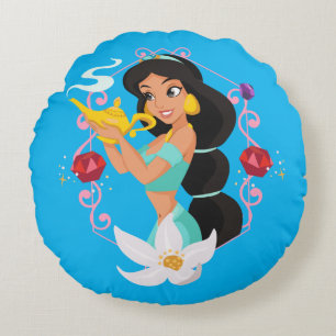 Princess Jasmine With Magic Lamp Round Pillow