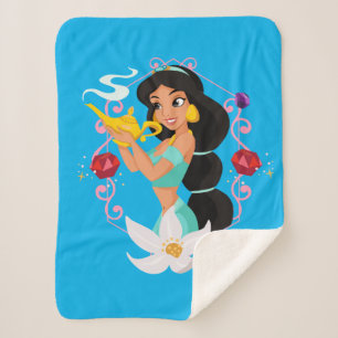 Princess Jasmine With Magic Lamp Sherpa Blanket