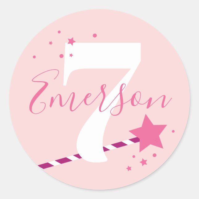 Princess kids birthday party classic round sticker (Front)