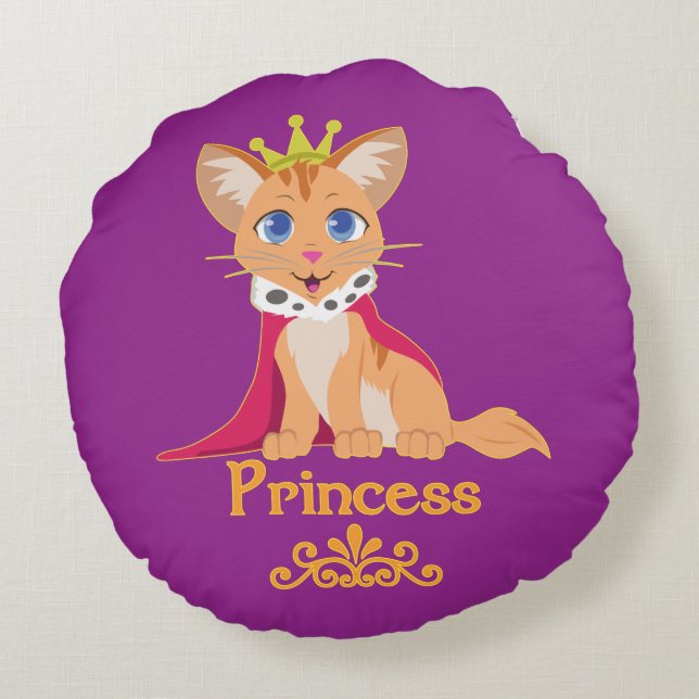 Princess Kitten Round Pillow (Back)