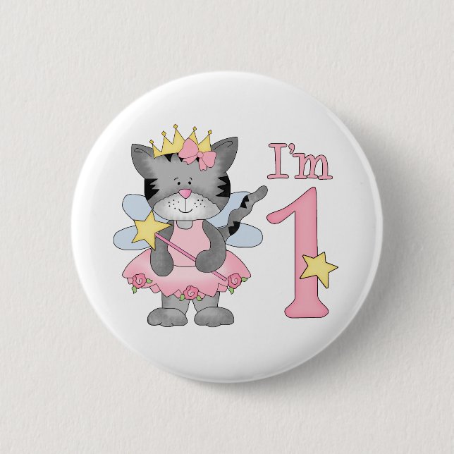 Princess Kitty 1st Birthday 2 Inch Round Button (Front)