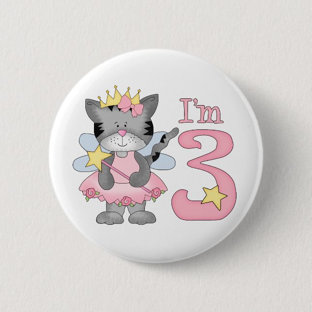 Princess Kitty 3rd Birthday 2 Inch Round Button (Front)