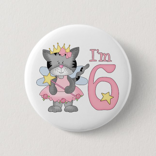 Princess Kitty 6th Birthday 2 Inch Round Button (Front)