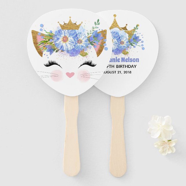 Princess Kitty Birthday Party Fan (Front and Back)
