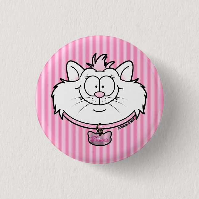 Princess Kitty Pink Sparkle Screwball Graphics 1 Inch Round Button (Front)