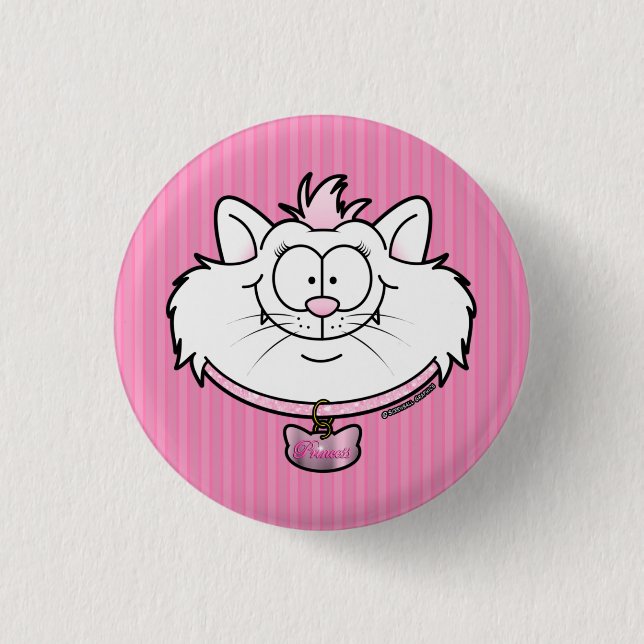 Princess Kitty Pink Sparkle Screwball Graphics 1 Inch Round Button (Front)