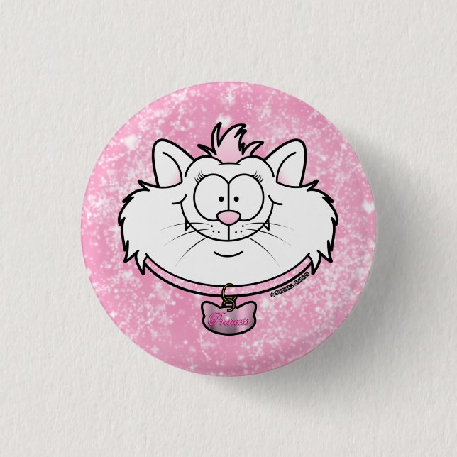 Princess Kitty Pink Sparkle Screwball Graphics 1 Inch Round Button (Front)