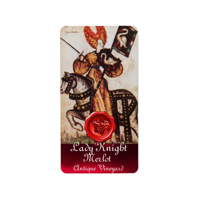 PRINCESS LADY KNIGHT WINE LABEL ,RED WAX SEAL (Front)