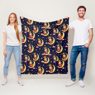 🌙 Princess Ladybug Moon Nursery Decor Gift Fleece Blanket