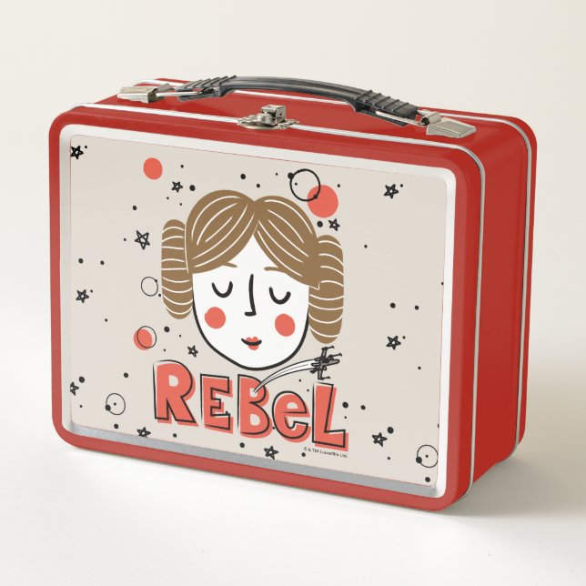 Princess Leia Doodle Metal Lunch Box (Front)