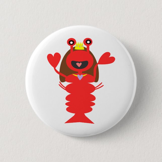 Princess Lobster 2 Inch Round Button (Front)