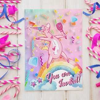 Princess Magical Unicorn Invitation d'anniversaire