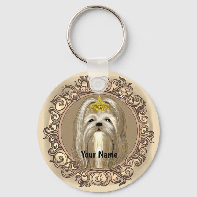 Princess Maltese Dog  Keychain (Front)