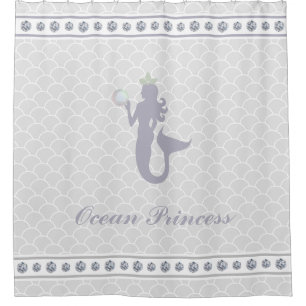 Princess Mermaid on Silver Grey Wavy