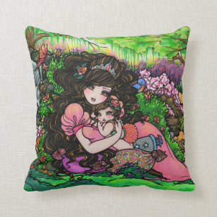Princess Mom & Baby Fantasy Fine Art Pillow