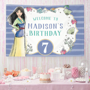 Princess Mulan   Watercolor Stripe Birthday Banner