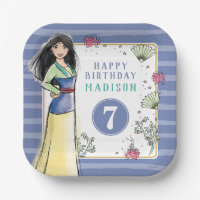 Princess Mulan | Watercolor Stripe Birthday