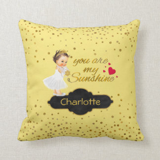 Princess Name | You Are My Sunshine Gold Nursery Throw Pillow