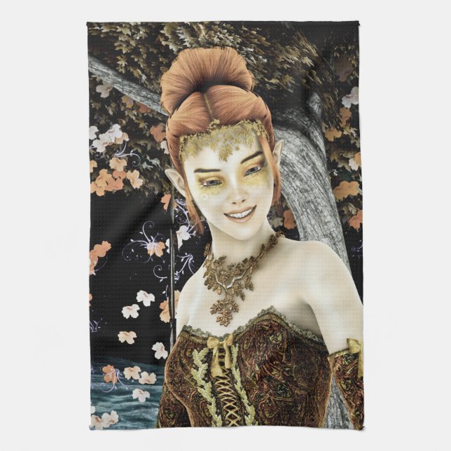 Princess of Autumn Kitchen Towel (Vertical)