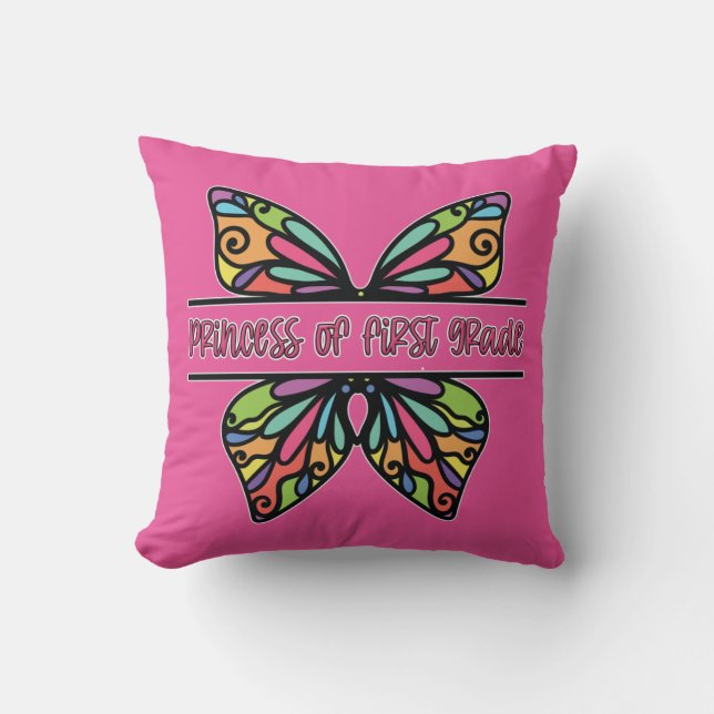 Princess Of First Grade Throw Pillow (Front)