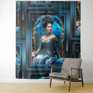 Princess Of The Blue Rose AI Art by Xzendor7 Tapestry