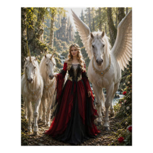 Princess of the Enchanted Unicorn Forest Poster
