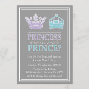 Princess Or Prince Gender Reveal Party Invitations