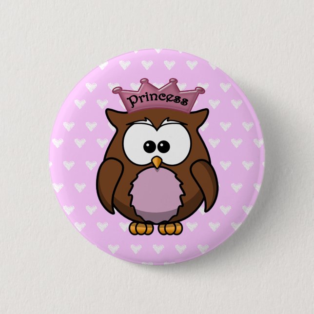 princess owl 2 inch round button (Front)