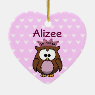 princess owl ceramic ornament