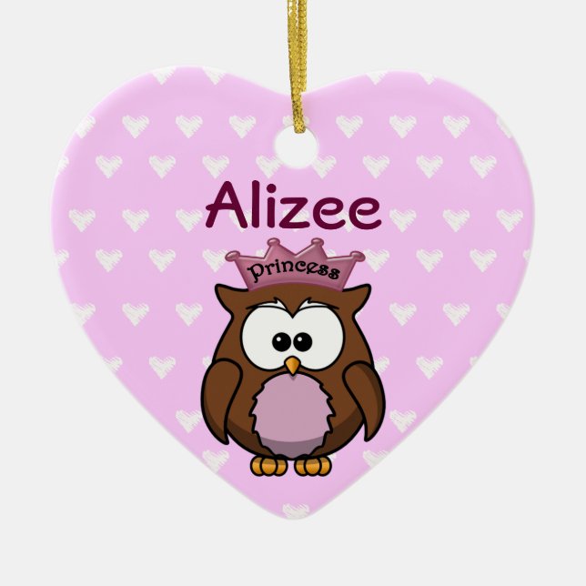 princess owl ceramic ornament (Front)