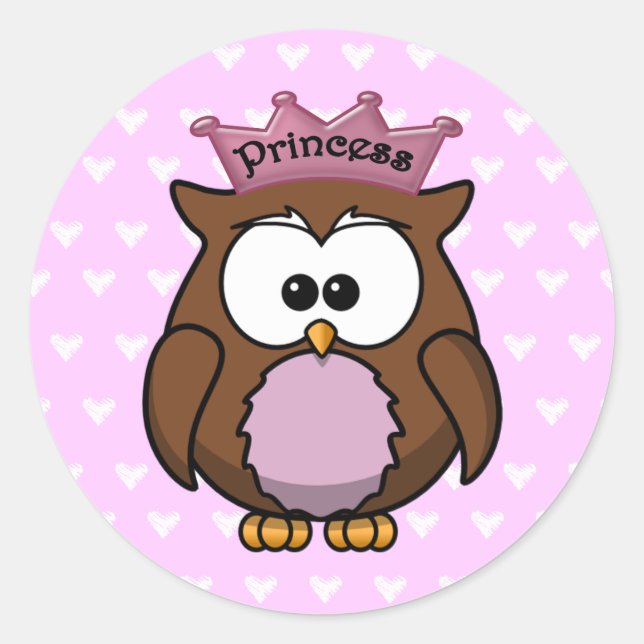 princess owl classic round sticker (Front)