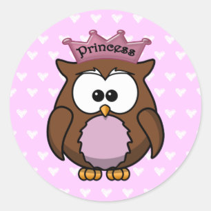 princess owl classic round sticker