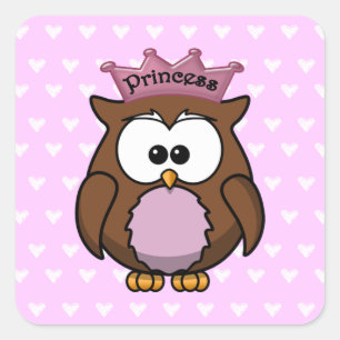 princess owl square sticker